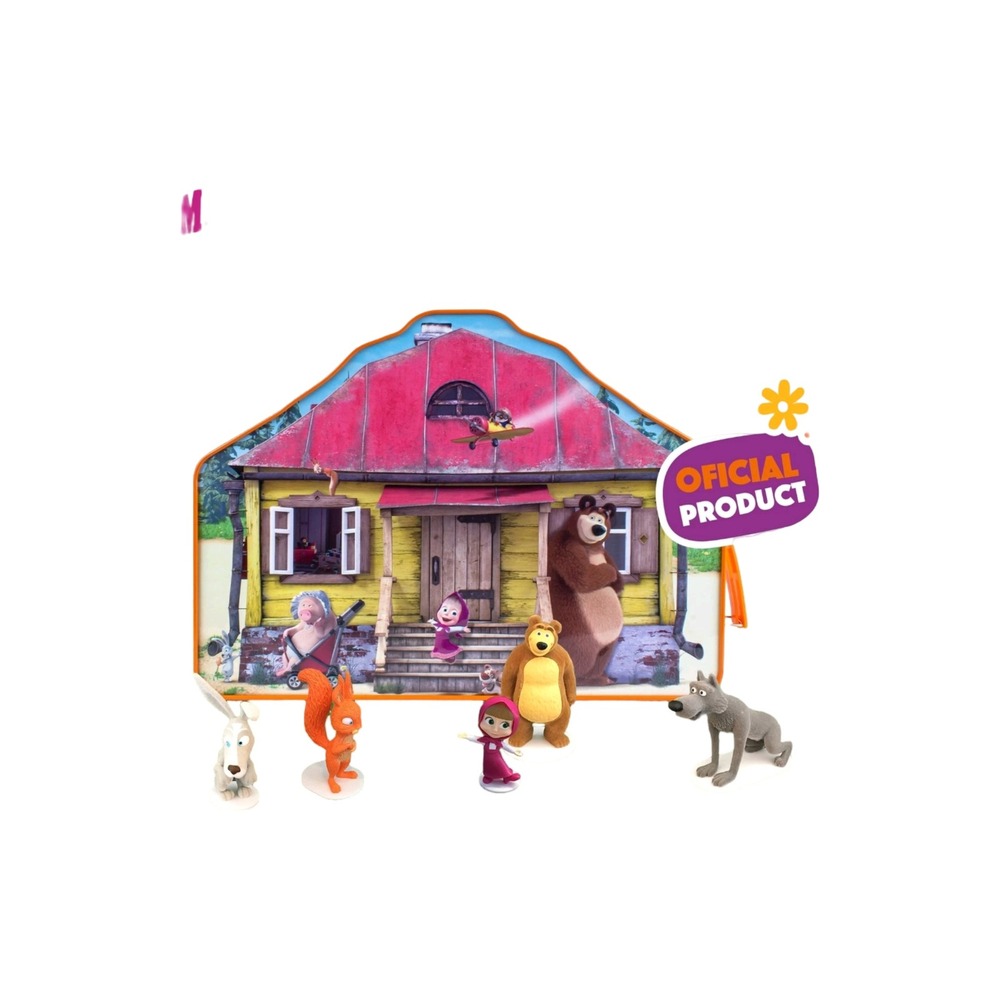 Masha and the Bear House Playset with Figurines Portable Carry Case Official